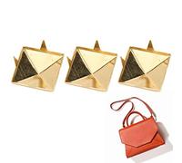 Pssopp Pirámide Cuadrático Punk Rivet 4 Garras de Metal Stollen para Zapatos de Ropa Bolso, Decoración de Latón Rivet Set para Gorro de Mochila de Viento, 100pcs de Oro Plateado Negro Bronce Negro