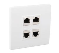 Pssopp Placa de Pared Ethernet Cat 6, Placa de Conector Hembra a Hembra de 4 Puertos ABS, Inserciones Extraíbles, Montaje Empotrado de 86 X 86 Mm para Administración de Cables de Red en Casa, Oficina,