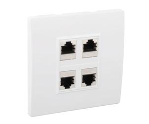 Pssopp Placa de Pared Ethernet Cat 6, Placa de Conector Hembra a Hembra de 4 Puertos ABS, Inserciones Extraíbles, Montaje Empotrado de 86 X 86 Mm para Administración de Cables de Red en Casa, Oficina,