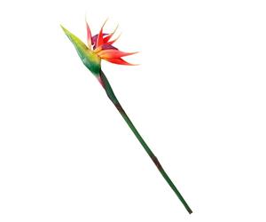 Pssopp Planta Artificial de Ave del Paraíso, Flor Artificial de Paraíso Permanente, Flor de Seda Sintética Realista con Tallos de Alambre de Plástico para Decoración de Interiores en el (Rojo)