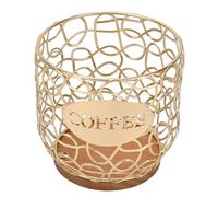 Pssopp Portavasos para Cápsulas de café, Soporte para Cápsulas de café, Diseño de Base de Madera, Organizador Multiusos, Cesta de Almacenamiento de de de Gran Capacidad para Estantes de (GOLD)