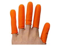 Pssopp Protectores de Dedos Reutilizables para Cunas de Látex, 100 Unidades, 6,4 X 2,1 Cm, Ajuste Elástico Ceñido para Reparación Electrónica, Pintura, Limpieza y Manualidades de Joyas (ORANGE)