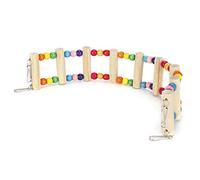 Pssopp Puente Colgante de Madera para Loros - Juguete de Escalada, Escalera y Percha para Aves, con Cuentas Coloridas y Gancho Metálico - Ideal para Loros, Pájaros Mascotas pequeñas. (6 * 39cm)