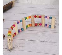Pssopp Puente Colgante de Madera para Loros - Juguete de Escalada, Escalera y Percha para Aves, con Cuentas Coloridas y Gancho Metálico - Ideal para Loros, Pájaros Mascotas pequeñas. (6 * 30cm)