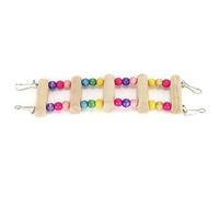 Pssopp Puente Colgante de Madera para Loros - Juguete de Escalada, Escalera y Percha para Aves, con Cuentas Coloridas y Gancho Metálico - Ideal para Loros, Pájaros Mascotas pequeñas. (6 * 18cm)