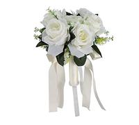 Pssopp Ramo de Boda Artificial, Flor de Seda, Ramo de Novia de Rosas de PE con Cinta de Seda, Arreglo de Flores Falsas de Mano de 103 G para Fotografía de Fiesta de Boda de Novia Al Aire Libre
