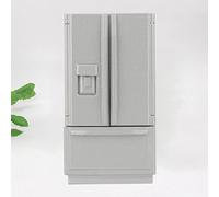 Pssopp Refrigerador de Casa de Muñecas 1:12, Modelo de Mini Cocina de Madera con Características Móviles, Diseño Realista para Juegos de Simulación y Decoración de Casa de Muñecas para Niños (Grey)