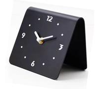 Pssopp Reloj de Escritorio, Estilo Moderno, Elegante, Silencioso, Metal, Adorno para el Hogar, Oficina, Mesa Encimera (Black)