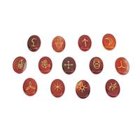 Pssopp Rune Stone Set, Crystal Viking Alphabet Elder Futhark para la Decoración del Hogar Meditación de Yoga (Ágata roja)