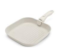 Pssopp Sartén Antiadherente para Parrilla, Sartén para Parrilla de 26 Cm y 10 Pulgadas con Mango Extraíble, Liviana, Calor Uniforme, Compatible con Todas Las Estufas, para