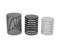 Pssopp Set de Taburetes de Metal Redondo de 3pcs, Diseño Exquisito Exterior Brillante y Cómodo Versátiles Versátiles de Jardín para la Decoración de la Terraza del Patio