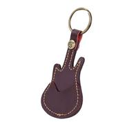 Pssopp Soporte de Selecciones de Guitarra Portátiles, Bolsas Cuero Calidad con Anillo Llavero, Manga Selección Guitarra, Soporte Correo Electrónico, Decoración Forma (Brown)