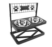 Pssopp Soporte Elevado para Cuencos para Perros, Cuencos Elevados, Soporte para Comedero Elevado con 2 de Acero Inoxidable Desmontables para Mascotas, para para Perros, Ajustable, para de Agua y