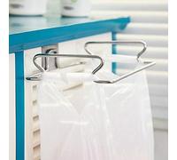 Pssopp Soporte para Bolsa de Basura, Estante para Basura sobre Puerta de Acero Inoxidable 430, Soporte para Montaje en Gabinete de 22,5 X 14 Cm para Colgar Bolsas de, Trapos, Toallas en la Cocina y