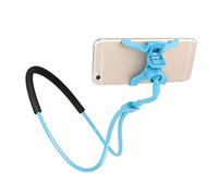 Pssopp Soporte para Teléfono para el Cuello Soporte para Teléfono Manos Libres Flexible Ajustable de PP y Acero con Rótula Giratoria de 360 Grados Esponja a Prueba de Golpes para Cama, sofá, (Azul