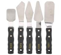Pssopp Spátula de Cuchillos de Paleta de 5 Piezas para un Cuchillo de Pintura Acrílica de Aceite, de Madera Negra, Colaborle, Juego de Herramientas de Artista de Acero Inoxidable con