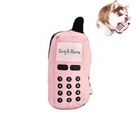 Pssopp Squeaky Felpa Juguete del teléfono Celular Perro Chew Toy Pet Chew Squeaker Juguetes Divertido teléfono móvil Forma Juguete Interactivo para Perro Gato(Rosa)