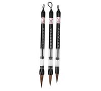 Pssopp Suministros de Oficina Juego de Pinceles de Caligrafía con Diseño de Pistón para Escritura con Agua Tela Dibujo Pintura Blanco Suave Marrón Cabezas Duras 6 Piezas Pluma con Pincel de Agua,