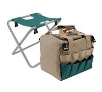 Pssopp Taburete de Jardín Plegable Portátil Multifunción con Bolsa de Herramientas, Tela Oxford 600D, Diseño Fácil de Transportar para Uso en Jardinería y Acampada Al Aire Libre