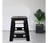 Pssopp Taburete Portátil, Taburete Plegable de Plástico con Superficie Antideslizante y Hebilla de Seguridad, Ideal para Uso en el Hogar, la Oficina y Al Aire Libre (Punto Blanco carbón Negro)