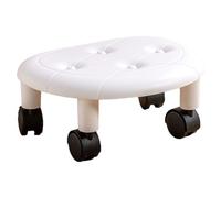 Pssopp Taburete Rodante Redondo de Alta Capacidad de Peso, Tapizado de Piel Sintética, Diseño Compacto con Ruedas Universales para Clínicas y Cocinas (White)