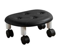 Pssopp Taburete Rodante Redondo de Alta Capacidad de Peso, Tapizado de Piel Sintética, Diseño Compacto con Ruedas Universales para Clínicas y Cocinas (Black)