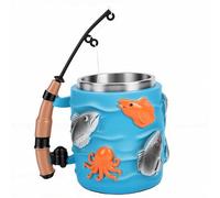 Pssopp Tazas de Acero Inoxidable Divertida Caña de Pescar Carrete Taza de Resina Simulada Taza de Agua para Hombres Padre Marido Abuelo Chocolate té Vino Pesca de café, de café de Pesca
