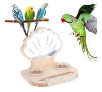 Pssopp Tazón de Alimentación de Espejo Loros, Estructura de Madera Estable Estética Encantadora Instalación Simple Jaula de Pájaros Alimentador Colgante para el Hogar