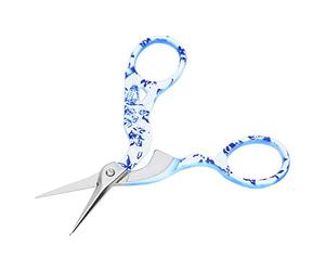 Pssopp Tijeras de Grúa Retro Tijeras de Sastre de Costura de Bordado de Acero Inoxidable con Superficie Brillante Corte Rápido para Hilo Doméstico Corte de Tela (Color porcelana flor (azul pequeño))