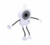 Pssopp Ventilador Robot Portátil, Ventilador de Mesa Recargable con Luz Nocturna y Base de Ventosa, Módulo Dual de Refrigeración, Batería de 1200 MAh, Pantalla Digital para Escritorio, Dormitorio,