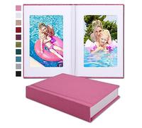 Pssoss Álbum de fotos pequeño de 4 x 6 pulgadas con espacio de escritura para 20 fotos, ideal para álbum temático de boda y álbum de fotos de bebé (rosa)