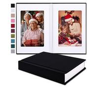 Pssoss Álbum de fotos pequeño de 4 x 6 pulgadas con espacio de escritura para 30 fotos, ideal para álbum temático de boda y álbum de fotos de bebé (negro)