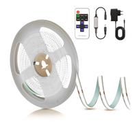 PSTAR 2M Tira LED COB Blanco Frio 6500K, 320LEDs/m 8mm de ancho Superbrillante Flexible luz led adhesiva, Incluye Mando a Distancia y 24V Adaptador para luces led habitacion,Cocina,TV,Fiesta,DIY Deco