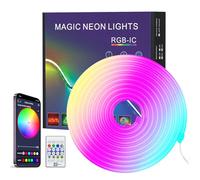 PSTAR Neon Tira LED 4 Metros, Luces LED RGB Neón Controladas por App y Remoto, Impermeable IP67, DIY Luces de Cuerda Neón, Sync de Música para Decoración TV Gaming Room