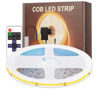PSTAR Tira LED COB 6M, 24V Blanco Cálido 2700K, Con Fuente De AlimentacióN Y Control Remoto RF, 320LED/M Brillo Cortable Flexible para Cocina, dormitorio, salón, iluminación