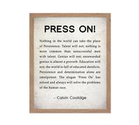 Pster Master Calvin Coolidge Poster - Press on Impress - Arte de citas motivadoras - Regalo de graduacin inspirador para hombres Mujeres Estudiante