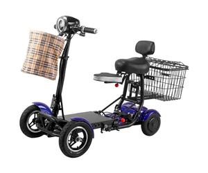 psuecxks 4 Wheeled Electric Mobility Scooters, Folding Mobility Scooters, Front and Rear Double Baskets, Double Disc Brakes for Adults Elderly Disabled Outdoor Travel,Blue-15.6Ah/40km (blue 15.6Ah)