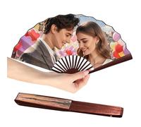 PSUNEY Abanico de Mano Plegable Personalizado, Personalizada con su Foto o Texto, Elegante y Decorativo, Ideal para Boda, Baile, Verano y Decoración de Pared
