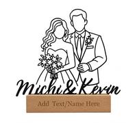 PSUNEY Escultura de Hierro Forjado Personalizada con Nombre para Parejas, decoración de Escritorio Minimalista con Base de Madera, Regalo romántico de Aniversario, Boda o cumpleaños para Ella o él