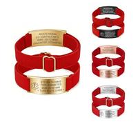 PSUNEY Pulsera de Identificación Médica Personalizada para Hombres Mujeres - Alerta Médica Personalizada Grabada con Banda Elástica Ajustable para Diabetes, Epilepsia, Alergias, Autismo