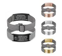 PSUNEY Pulsera de Identificación Médica Personalizada para Hombres Mujeres - Alerta Médica Personalizada Grabada con Banda Elástica Ajustable para Diabetes, Epilepsia, Alergias, Autismo