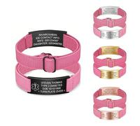 PSUNEY Pulsera de Identificación Médica Personalizada para Hombres Mujeres - Alerta Médica Personalizada Grabada con Banda Elástica Ajustable para Diabetes, Epilepsia, Alergias, Autismo