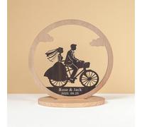 PSUNEY Regalos para aniversario de bodas, Placa de Madera con Nombres y Fecha de Boda, Regalo para Aniversario de Bodas y Decoración de Mesa para Novios, Detalle Único para Parejas