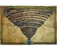 PSVDCTOO Famosa Cuadro en Lienzo Impresión Imagen Ilustración de la Divina Comedia de Sandro Botticelli para Oficina Decorativos 60x90cm