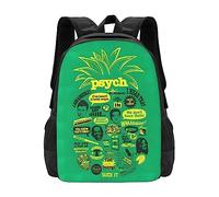 Psych - Mochila con cita de piña para niñas y niños, mochilas de escuela primaria, bolsas de escuela secundaria, mochila casual para mujer, Negro, Talla única