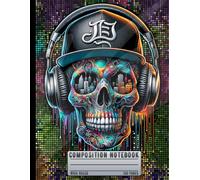 Psychedelic DJ Skull Lined Journal: Cool Trippy Dripping Paint Skull with Headphones Composition Notebook. Colorful Urban Hip Hop Back to School Writing Book for Kids, Boys and Teens