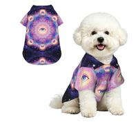 Psychedelic Eyes M - Camisa hawaiana para perros pequeños, bonito traje de playa de verano para cachorro, ropa de gato suave y transpirable con botones