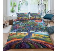 Psychedelic Fantasy Funda Edredon Juego de Ropa de Cama de 3 Piezas Impresión 3D Cierre de Psychedelic fantasía Funda de Edredón Funda de Almohada a Juego Transpirable for Ancianos Double（200x200cm）