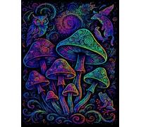 Psychedelic Forest Notebook: Vibrant Neon Mushrooms & Mystical Creatures | Graph Paper Journal 8.5x11: Trippy Fantasy Art Notebook with Owl, Fox & ... Drawing, Planning & Creative Projects