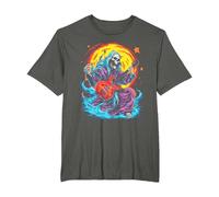 Psychedelic Groovy Skeleton Music Festival Guitar Rock God Camiseta, Hombre Tallas Grandes, Asfalto, 2X Alto